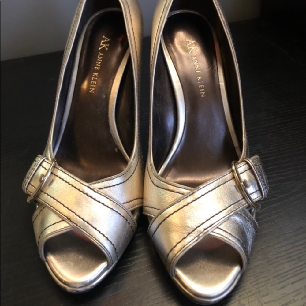 Anne Klein Metallic Open Toe Heels